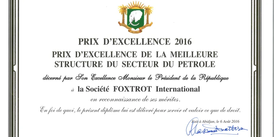 foxtrot-international-ldc-recoit-le-prix-dexcellence-2016-de-la-meilleure-structure-du-secteur-du-petrole